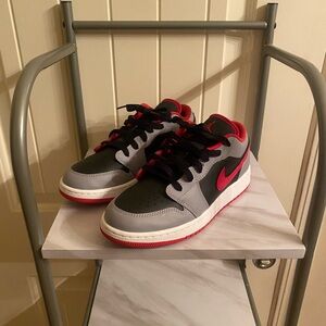 Jordan Kids Black, Red, and Gray Sneakers